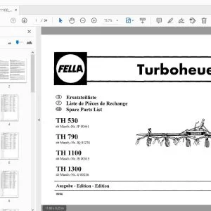Fella TH530, TH790, TH1100, TH1300 Turboheuer Parts Manual - PDF