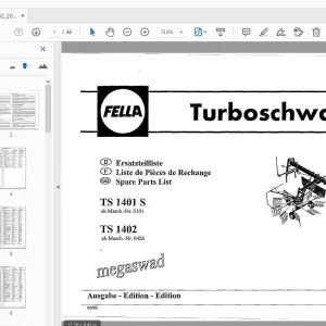 Fella TS 1401 S, TS 1402 Turbo Rake Parts Manual - PDF DOWNLOAD