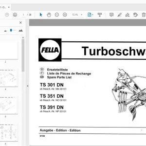 Fella TS 301 DN, TS 351 DN, TS 391 DN Turbo Rake Parts Manual - PDF