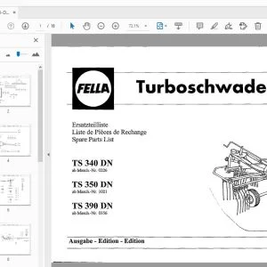 Fella TS 340 DN, TS 350 DN, TS 390 DN Turbo Rake Parts Manual - PDF