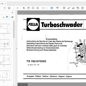 Fella TS 780 Hydro Turbo Rake Operation & Parts Manual - PDF DOWNLOAD
