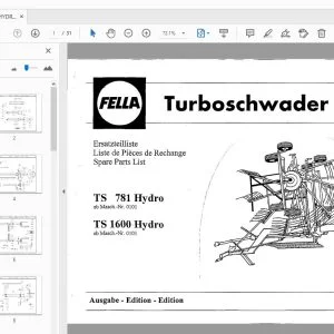 Fella TS 781 Hydro, TS 1600 Hydro Turbo Rake Parts Manual - PDF DOWNLOAD