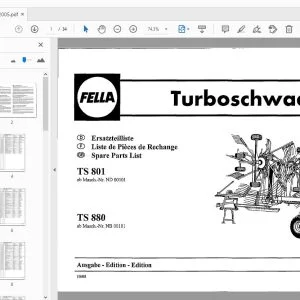 Fella TS 801 TS 880 Turbo Rake Spare Parts Manual PDF