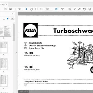 Fella TS 801 TS 880 Turbo Rake Parts Catalog Manual PDF