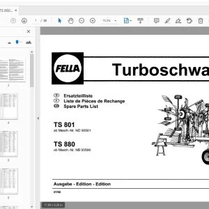 Fella TS 801, TS 880 Turbo Rake Parts Manual - PDF DOWNLOAD