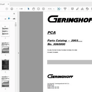 GERINGHOFF PCA400 PCA500 PCA600 PCA800B PCA900B PCA1200B PCA600F PCA800FB Parts Manual 2003 - PDF