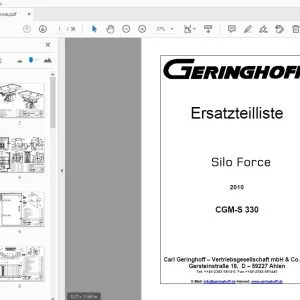 Geringhoff CGM-S 330 Silo Force Parts Manual 2010 - PDF