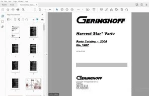 Geringhoff Harvest Star Vario HVV 600, HVV 660 Parts Manual 2008 - PDF
