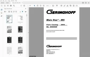 Geringhoff MS400 MS500 MS600 MS800 MS900 MS1200B MS1800B MS600F MS800F MS1200FB Parts Manual - PDF