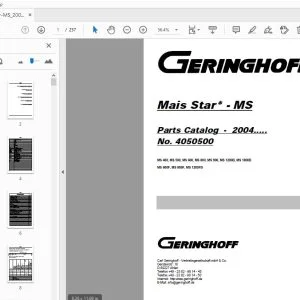 Geringhoff MS400 MS500 MS600 MS800 MS900 MS1200B MS1800B MS600F MS800F MS1200FB Parts Manual - PDF