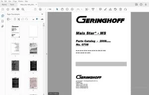 Geringhoff MS400 MS500 MS600 MS800 MS900 MS1200B MS1800B MS600F MS800F MS1200FB Parts Manual 2008 - PDF