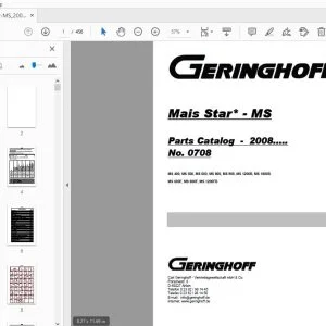 Geringhoff MS400 MS500 MS600 MS800 MS900 MS1200B MS1800B MS600F MS800F MS1200FB Parts Manual 2008 - PDF