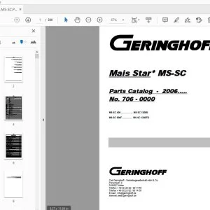 Geringhoff Mais Star MS-SC Parts Manual 2006 - PDF DOWNLOAD