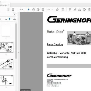 Geringhoff N (F) ab 2008 Zerol Verzahnung Getriebe Variante Parts Manual - PDF