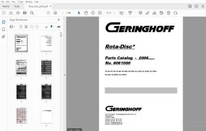 Geringhoff RD400 RD500 RD600 RD800B RD900B RD1200B RD1600B RD1800B RD600F RD800FB RD 1200FB Parts Manual - PDF