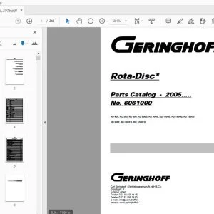 Geringhoff RD400 RD500 RD600 RD800B RD900B RD1200B RD1600B RD1800B RD600F RD800FB RD 1200FB Parts Manual - PDF