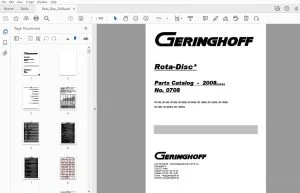Geringhoff RD400 RD500 RD600 RD800B RD900B RD1200B RD1600B RD1800B RD600F RD800FB RD1200FB Parts Manual - PDF