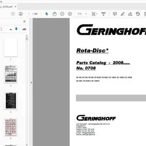 Geringhoff RD400 RD500 RD600 RD800B RD900B RD1200B RD1600B RD1800B RD600F RD800FB RD1200FB Parts Manual - PDF
