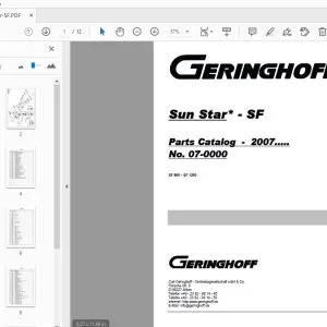 Geringhoff SF 800 SF 1200 Parts Manual 2007 - PDF