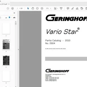 Geringhoff VS485 VS550 VS610 VS670 VS760 VS910 Parts Manual - PDF