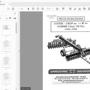 Gregoire & Besson COVER — CROP en V GAMME Class' VR Pro PIECES DE RECHANGE Juillet 2008 - PDF