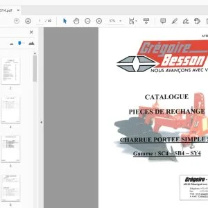 Gregoire & Besson Gamme  SC4–SB4–SY4 CHARRUE PORTEE SIMPLE S4 CATALOGUE PIECES DE RECHANGE - PDF