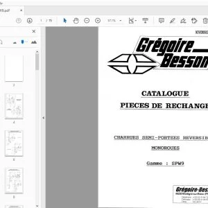 Gregoire & Besson Gamme SPW9 CHARRUES SEMI—PORTEES REVERSIBLES MONOROUES CATALOGUE PIECES DE RECHANGE - PDF
