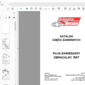 Gregoire & Besson PŁUG ZAWIESZANY OBRACALNY R47 KATALOG CZĘŚCI ZAMIENNYCH - PDF