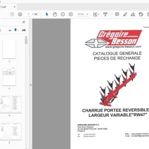 Gregoire & Besson RW47 CHARRUE PORTEE REVERSIBLE A LARGEUR VARIABLE CATALOGUE GENERALE PIECES DE RECHANGE - PDF