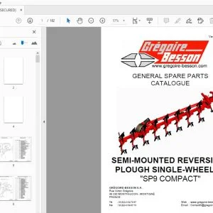 Gregoire & Besson SP9 COMPACT SEMI-MOUNTED REVERSIBLE PLOUGH SlNGLE-WHEELED PARTS MANUAL - PDF