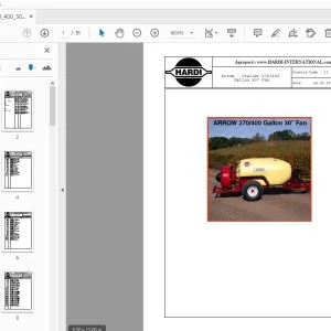 HARDI ARROW 270/400 Gallon 30 Fan" PARTS MANUAL - PDF DOWNLOAD