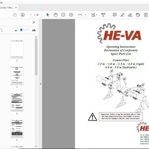 HE-VA Combi-Tiller 2.5 m/3.0 m/3.5 m/4.0 m (rigid) 4.0 m/5.0 m (hydraulic) Operation & Parts Manual - PDF