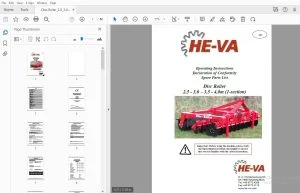 HE-VA Disc Roller 2,5-3,0–3,5-4,0m (1-section) Operation & Parts Manual - PDF