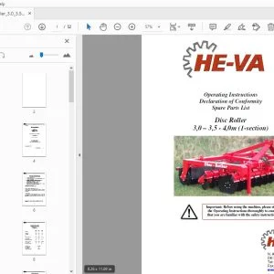 HE-VA Disc Roller 3,0 3,5 4,0m (1-section) Operation & Parts Manual - PDF