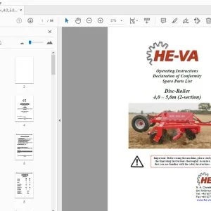 HE-VA Disc-Roller 4,0-5,0m (2-section) Operation & Parts Manual - PDF