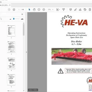 HE-VA Disc-Roller 6,3 8,0m Operation & Parts Manual - PDF DOWNLOAD