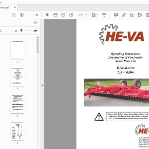 HE-VA Disc-Roller 6,3 8,0m Operation & Parts Manual - PDF