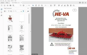 HE-VA Front-Pakker 1.5m/1.65m/2.6m/3.0m/4.0.m (rigid) 4.0m/6.0m (hydraulic) Operation & Parts Manual - PDF