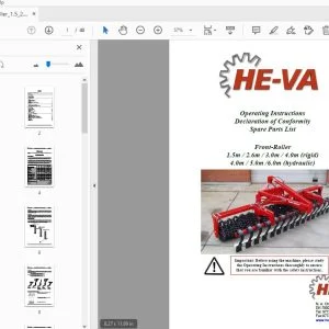 HE-VA Front-Roller 1.5m 2.6m 3.0m 4.0m (rigid) 4.0m 5.0m 6.0m (hydraulic) Operation & Parts Manual - PDF