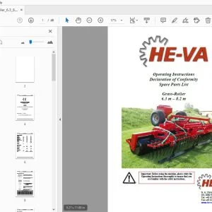 HE-VA Grass-Roller 6.3m 8.2m Operation & Parts Manual - PDF