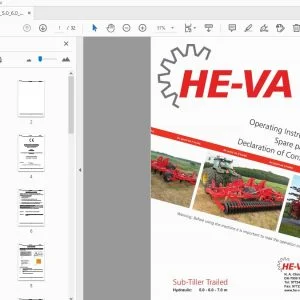 HE-VA Sub-Tiller Trailed 5.0, 6.0, 7.0M Operation & Parts Manual - PDF