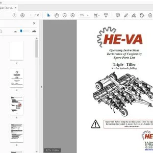 HE-VA Triple Tiller 4–5 m hydraulic folding Operation & Parts Manual - PDF
