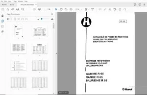 HUARD GAMME R65 RANGE R65 BAUREIHE R65 REVERSIBLE PLOUGHS PARTS MANUAL - PDF
