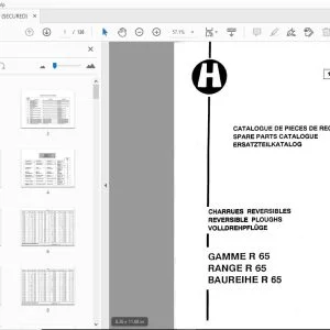 HUARD GAMME R65 RANGE R65 BAUREIHE R65 REVERSIBLE PLOUGHS PARTS MANUAL - PDF