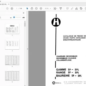 HUARD GAMME SP-SPL RANGE SP-SPL BAUREIHE SP-SPL REVERSIBLES PLOUGHS PARTS MANUAL - PDF