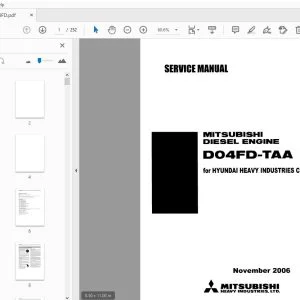 HYUNDAI MITSUBISHI DIESEL ENGINE DO4FD-TAA SERVICE MANUAL - PDF