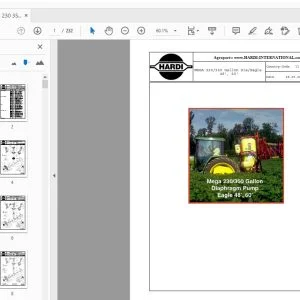 Hardi Mega 230/350 Gallon Diaphragm Pump Eagle 48', 60' Parts Manual - PDF