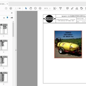 Hardi TANGO 500 Gallon 16" MAXI Fan Parts Manual - PDF