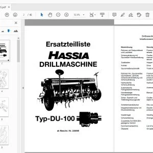 Hassia Typ-DU-100 DRILLMASCHINE Ersatzteilliste (235000) - PDF
