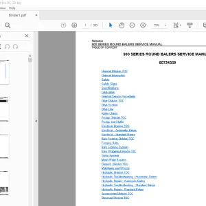 Hesston Hay Equipment 900 SERIES ROUND BALERS Service Manual - PDF DOWNLOAD
